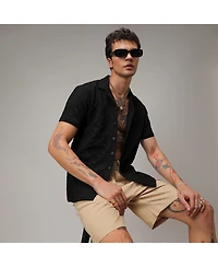 Campus Sutra Men's Onyx Black Crumble Textured Shirt