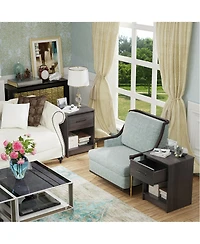 Gymax 2PCS Nightstand with Drawer Storage Shelf Wooden End Side Table Bedroom Brown