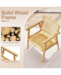 Costway Mid Century Modern Accent Chairs Set of 4 with Breathable Rattan Back Dining Room