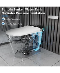 Lalahoo Smart Toilet Bidet with Tank Built in, Auto Open Close Lid, Foot Sensor, Heated Seat, Warm Water Sprayer & Dryer, Aromatherapy System, Modern