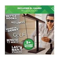 Battle Hooks - Xl 2 Player Hook and Ring Game with Shot Ladder - 5+ Games Included - 20 Second Set Up - Ring Toss Game