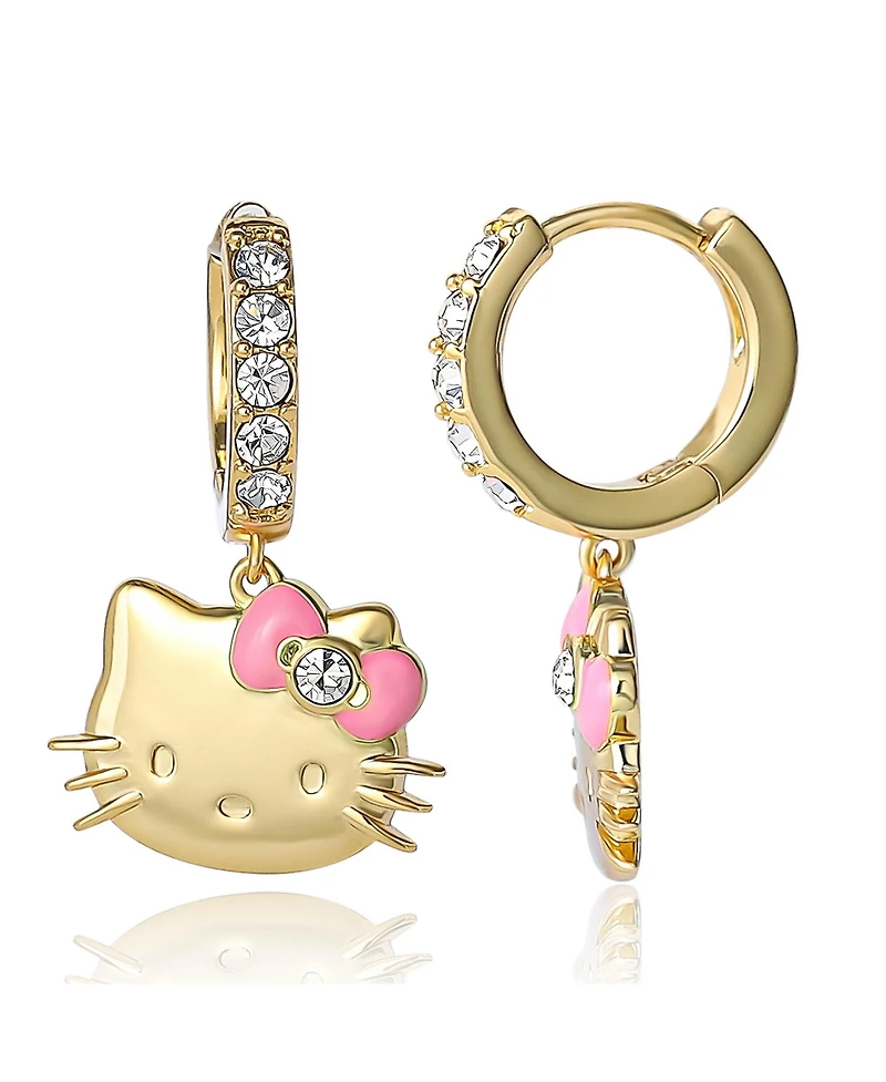 Hello Kitty Sanrio Pave Charm Hoop Earrings