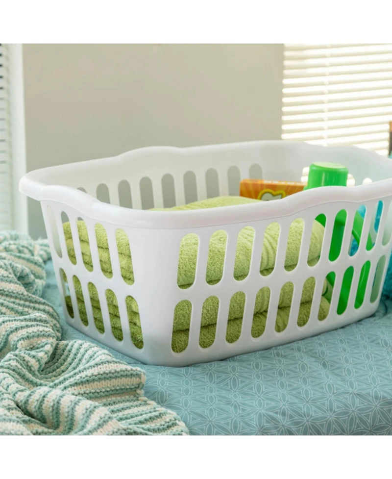 Sterilite 1.5 Bushel Rectangular Plastic Laundry Basket Bins, White, 12 Pack