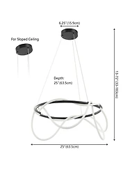Jonathan Y Lisette Contemporary Minimalist 360 Adjustable Silicone Neon Rope Dimmable Integrated Led Chandelier