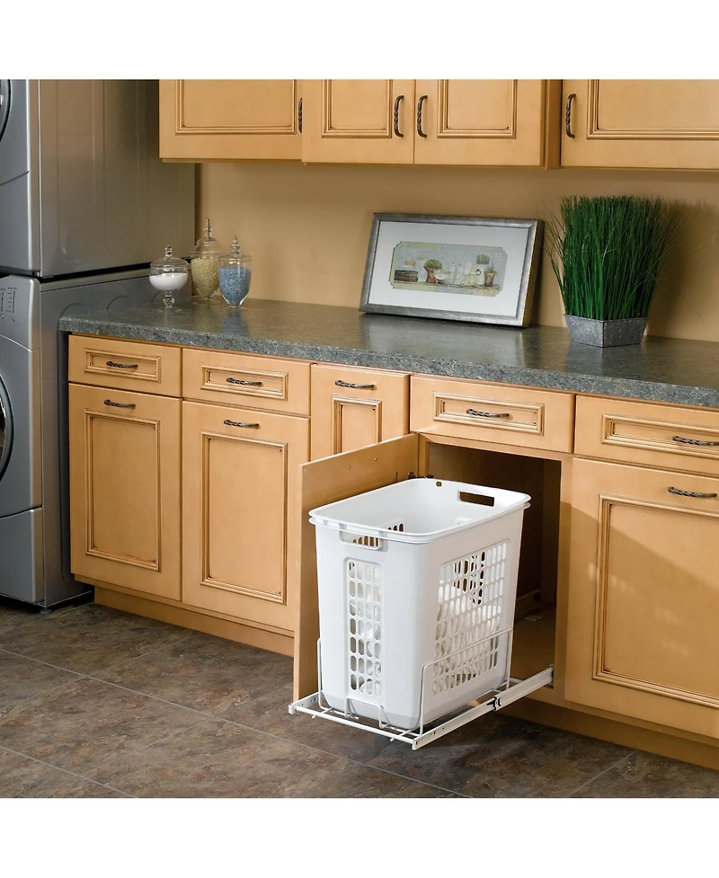 Rev-a-Shelf 20'' Pullout Large Polymer Clothes Hamper, White, Hprv-1520 S