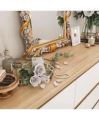 Homsee Silver Wood 9-Drawer Dresser Modern Style with Mirrored Drawers
