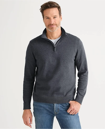 Lands' End Men's Long Sleeve Fine Gauge Cotton Quarter Zip Sweater