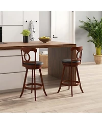 Set of 2 Bar Stools 30'' Swivel Bar Height Chairs with Footrest for Kitchen Pub