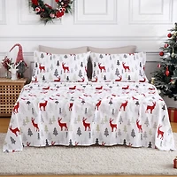 gaomon 4 Pieces Christmas Cotton Flannel Bedding Sheet Set