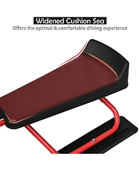 Sugift Kids Snow Sled with Steering Wheel and Double Brakes Pull Rope-Red