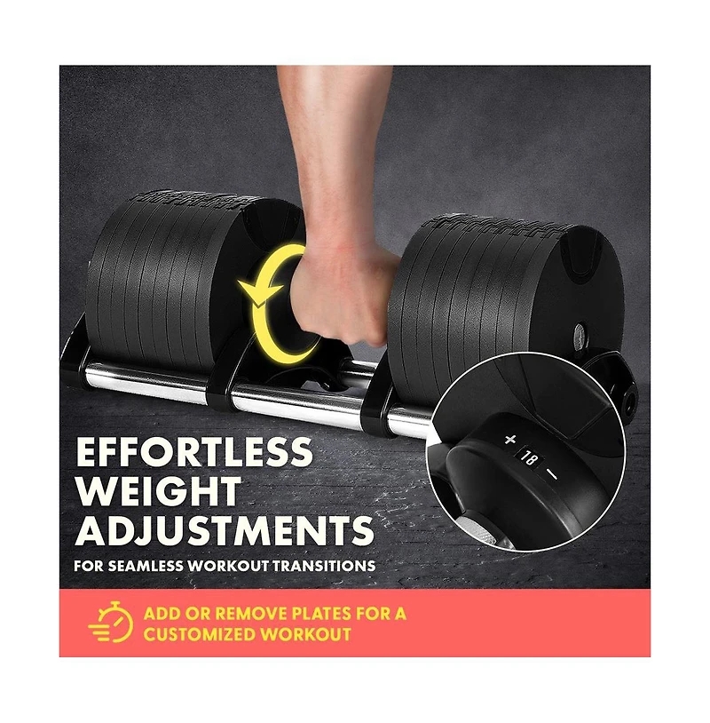 Squatz 70 Lbs Adjustable Dumbbell Weight Set With Anti-Slip Metal Handle