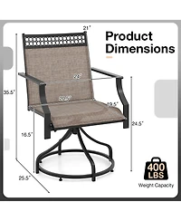 Costway Patio Swivel Dining Chairs Set of with Quick-Drying Fabric and Metal Frame