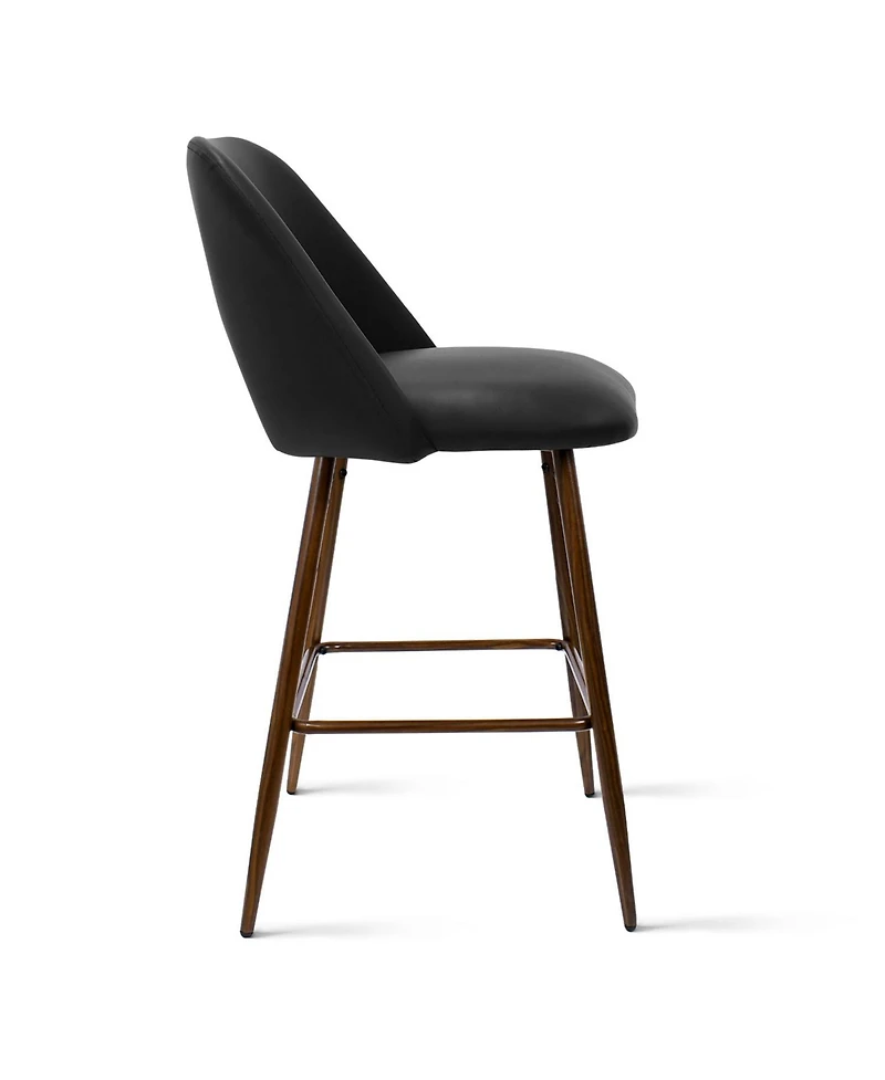 26 Inch Counter Height Stools Set of 2, Armless Industrial Faux Leather with Metal Legs-Maison Boucle