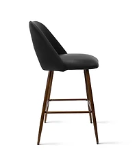 26 Inch Counter Height Stools Set of 2, Armless Industrial Faux Leather with Metal Legs-Maison Boucle