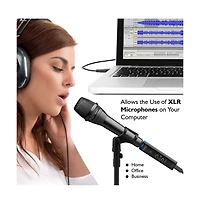 Pyle Xlr-to-usb Microphone Adaptor, Usb Mic Interface with Volume Control and +48V Phantom Power