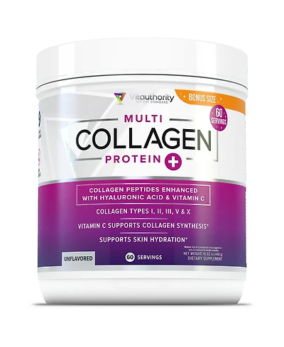 Vitauthority Multi Collagen Protein Plus, Unflavored, Vitauthority, Bonus Size 60 servings