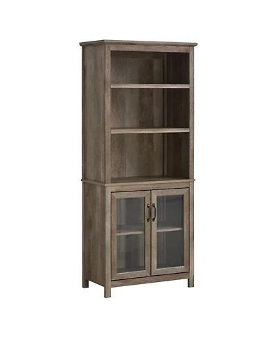Homcom 71" Freesding Bookshelf Storage Cabinet Hutch w/ Glass Doors, Natural