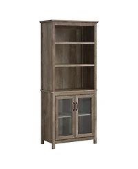 Homcom 71" Freesding Bookshelf Storage Cabinet Hutch w/ Glass Doors, Natural