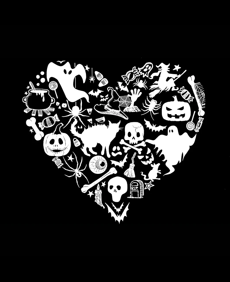 La Pop Art Women's Halloween Heart Word V-Neck T-shirt