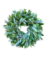 GreenishBlu Bayleaf, Seeded Eucalyptus, Baby Blue and Rosemary Real Aromatic Wreath, 22"