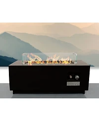 Mondawe 16" H x 42" W Steel Outdoor Fire Pit Table with Lid