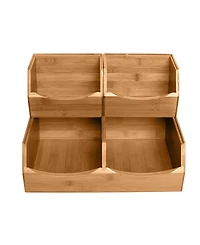 Seville Classics 3-Piece Stackable Bamboo Bin Organizer Set