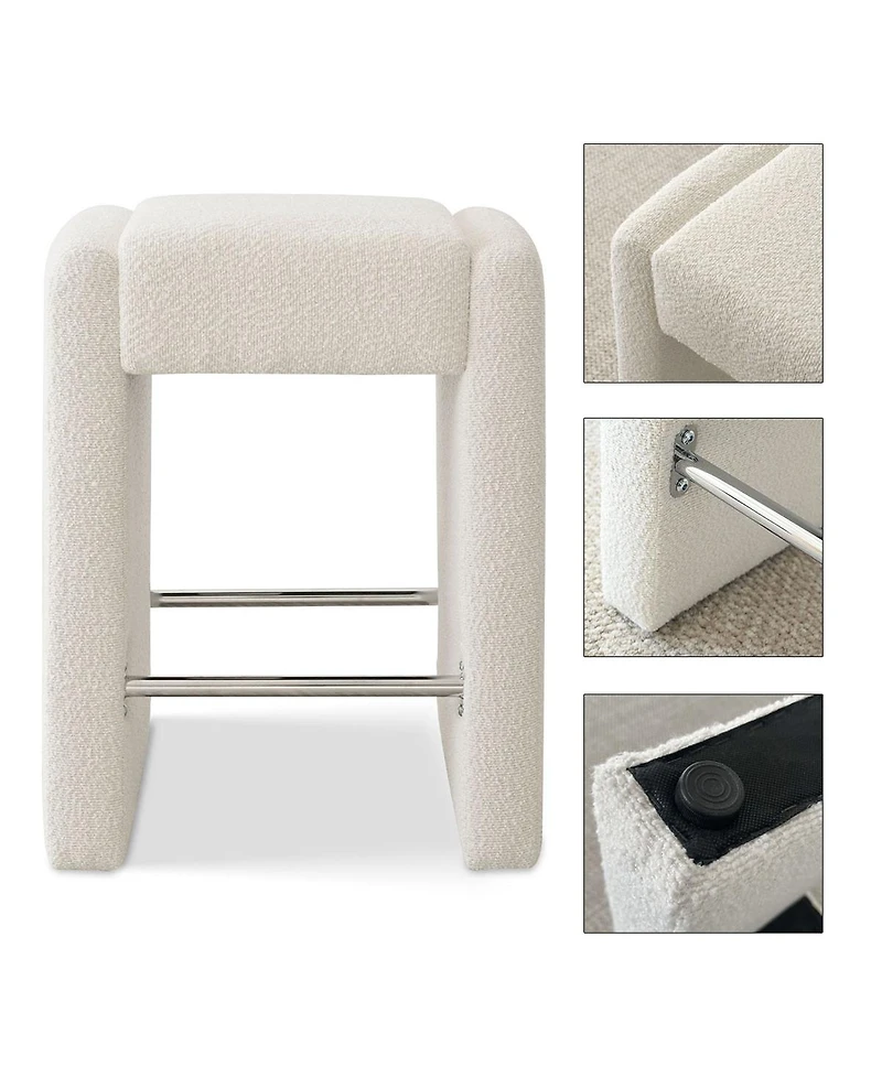 26.5" Boucle Counter Stool Set Of 2,Backless Boucle Counter Stool-Maison Boucle