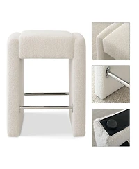 26.5" Boucle Counter Stool Set Of 2,Backless Boucle Counter Stool-Maison Boucle
