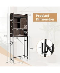 Gymax Over The Toilet Storage Cabinet Rack Bathroom w/ Slipping Barn Door & Adjustable Shelf Espresso
