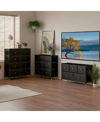 8-Drawer Fabric Dresser Tower Wide Chest of Drawers Storage Organizer Bedroom