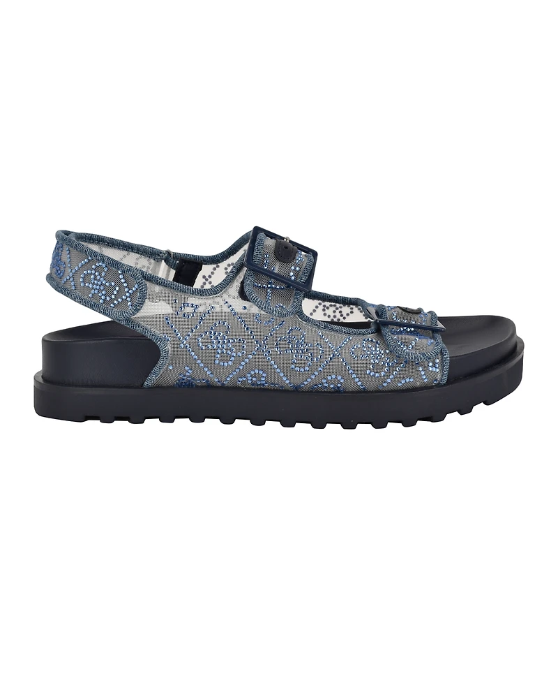 Guess Women's Frella Two Band Embellished Footbed Sandals
