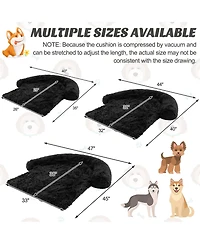Plush Calming Dog Couch Bed with Anti-Slip Bottom Plush Mat for Dogs & Cats