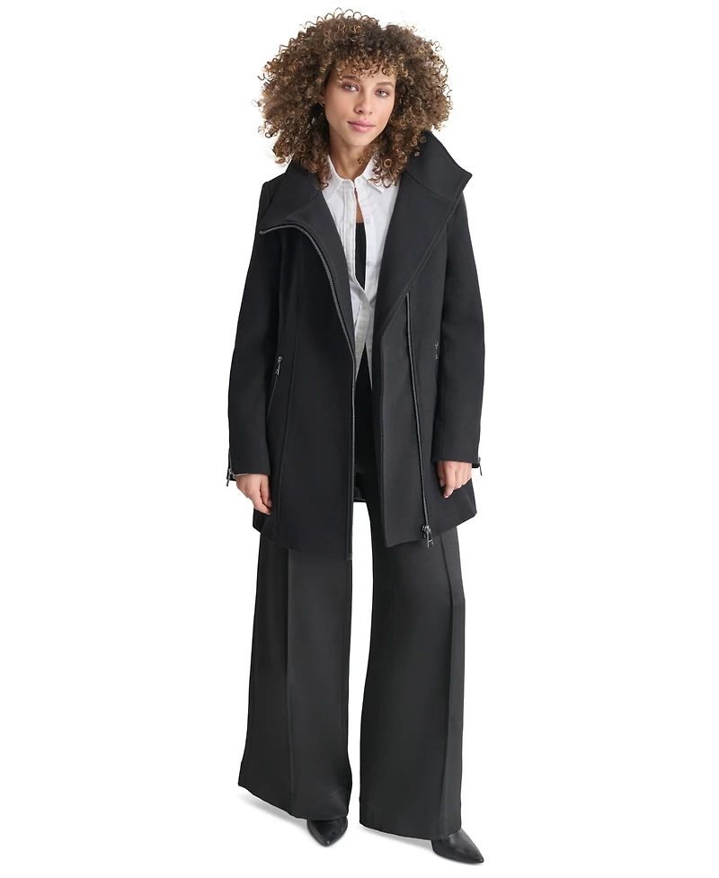 Dkny Women's Asymmetrical Zip Coat