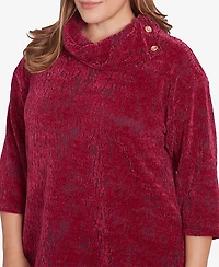 Ruby Rd. Plus Split Cowl Neck Chenille Jacquard Knit Top