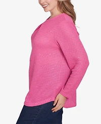 Ruby Rd. Plus Diamond Detail Sequin Knit Top