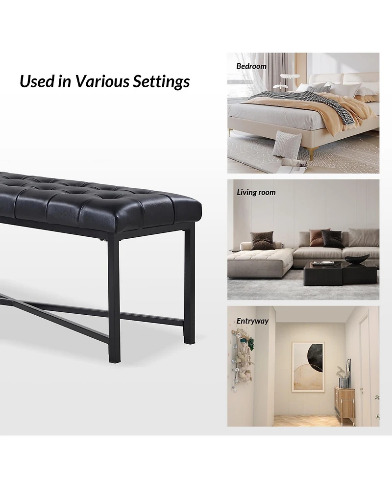 Hulala Home Eberhard Modern Upholstered Flip Top Storage Bench with Button-Tufted