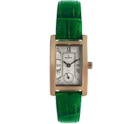 Peugeot Women's Contour Tank Shape Case Green Watch with Roman Numerals