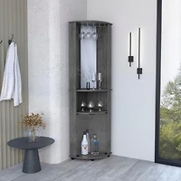 Nashville Corner Bar Cabinet Unit with Wine Glass Rack and Lower Cabinet