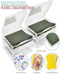 Sorbus Set of Wide Hanging File Organizer Bin Clear Plastic Stackable for Document Storage