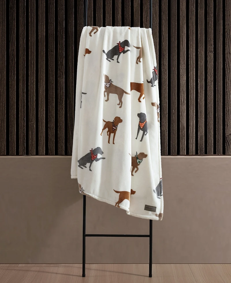 Eddie Bauer Dogs with Scarves Ultra Soft Plush Fleece Blanket, King