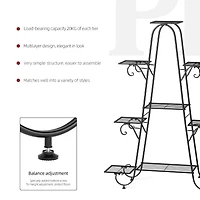 Unho 9 Tier Metal Garden Plant Stand Flower Pots Display Rack Holder for Plants Black