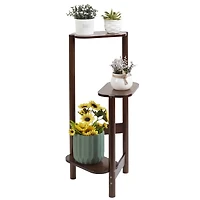 Unho 3 Tier Bamboo Wood Tall Corner Plant Rack Garden Flower Pot Holder for Balcony