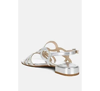 Jisters Cut Out Detail Rhinestone Flat Sandals