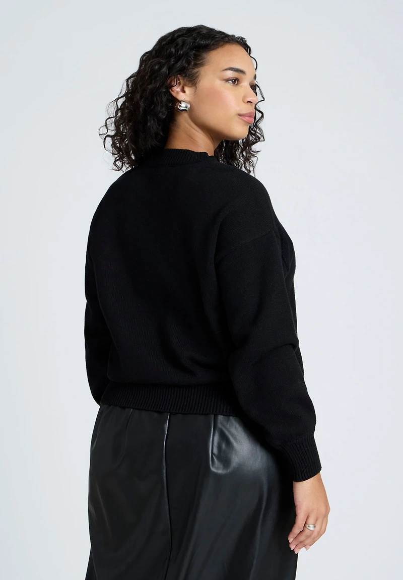 Eloquii Women's Plus Bow Intarsia Sweater