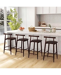 Bar Chair Counter Height Stools Set of 4 with Acacia Wood Frame Supporting Legs