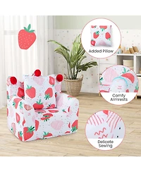 Kids Sofa Chair Foam Filled Armchair Dinosaur Toddler Couch with Cover & Pillow