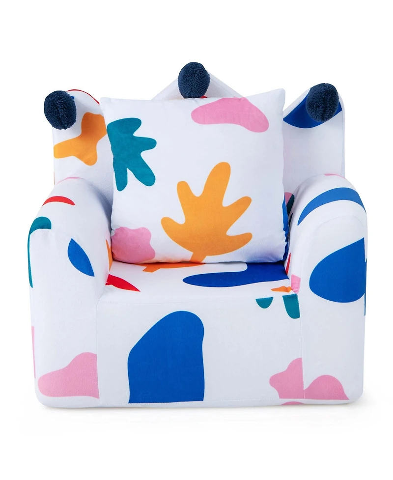 Kids Sofa Chair Foam Filled Armchair Dinosaur Toddler Couch with Cover & Pillow