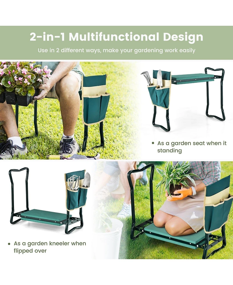 Garden Kneeler and Seat, Foldable Garden Stool Heavy Duty Gardening Bench