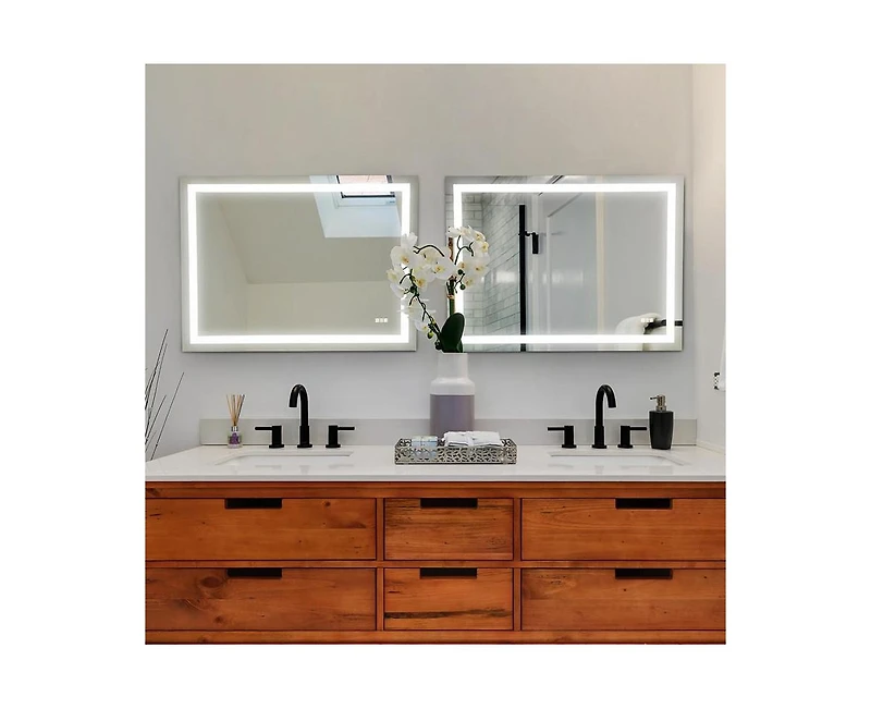 gaomon Led Bathroom Mirror with Lights 48 x 36 Inch/60x36 Inch Led Vanity Mirrors Wall Mounted Dimmable Front Lighted Anti-Fog Makeup Mirror for Bedro