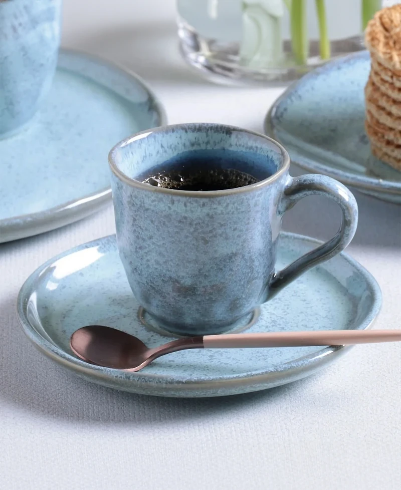 Porto Brasil Stoneware Coffee Cup and Saucer Set, Service for 6